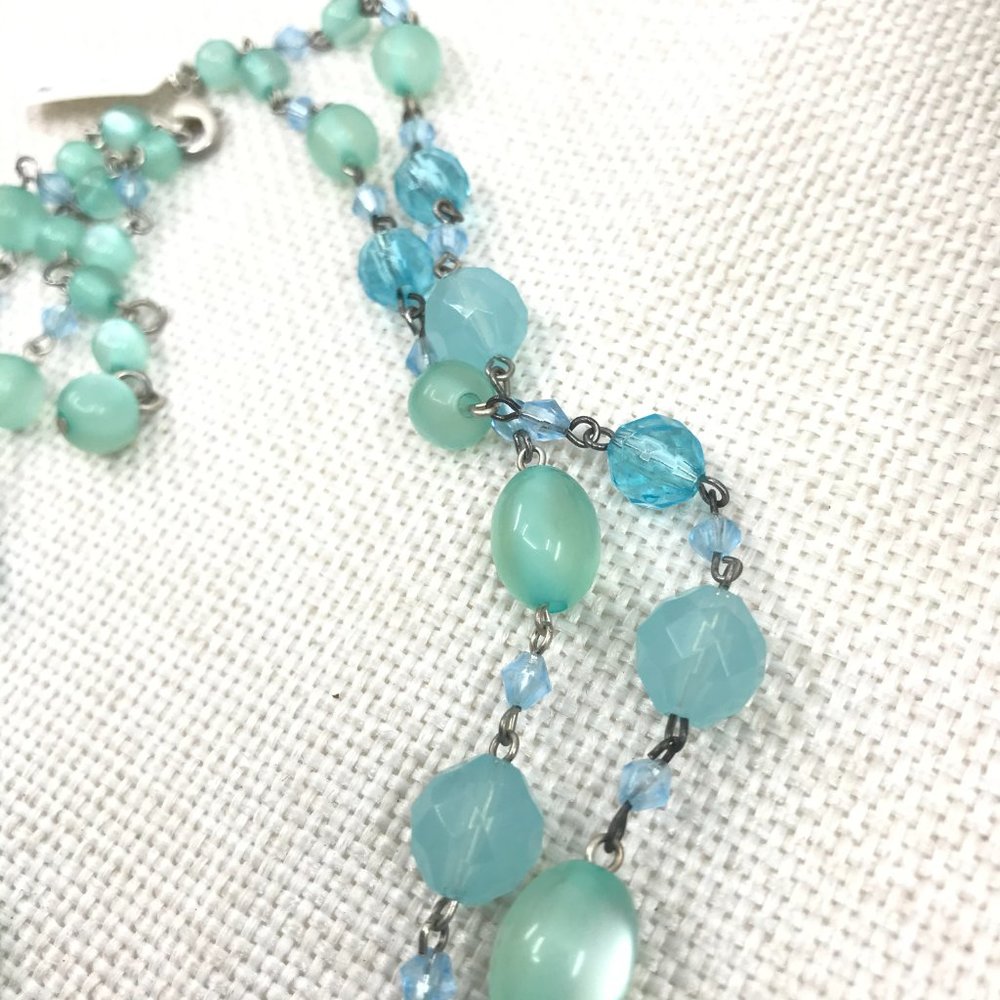 Beautiful Robert Rose Blue Beaded Gemstone Necklace - Picture 9 of 12